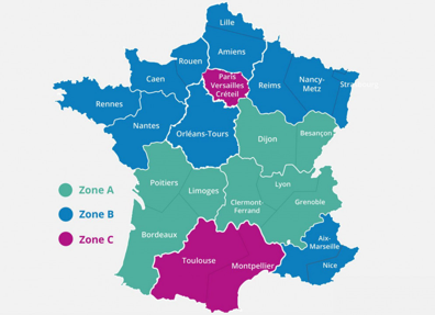 Zone et calendrier scolaire 2022-2023